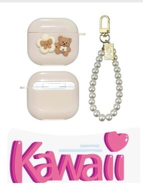 Kawaii Flower Bear Design AirPods 4 Case Cover